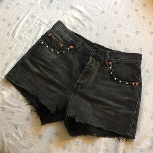 Levi’s grey denim studded shorts